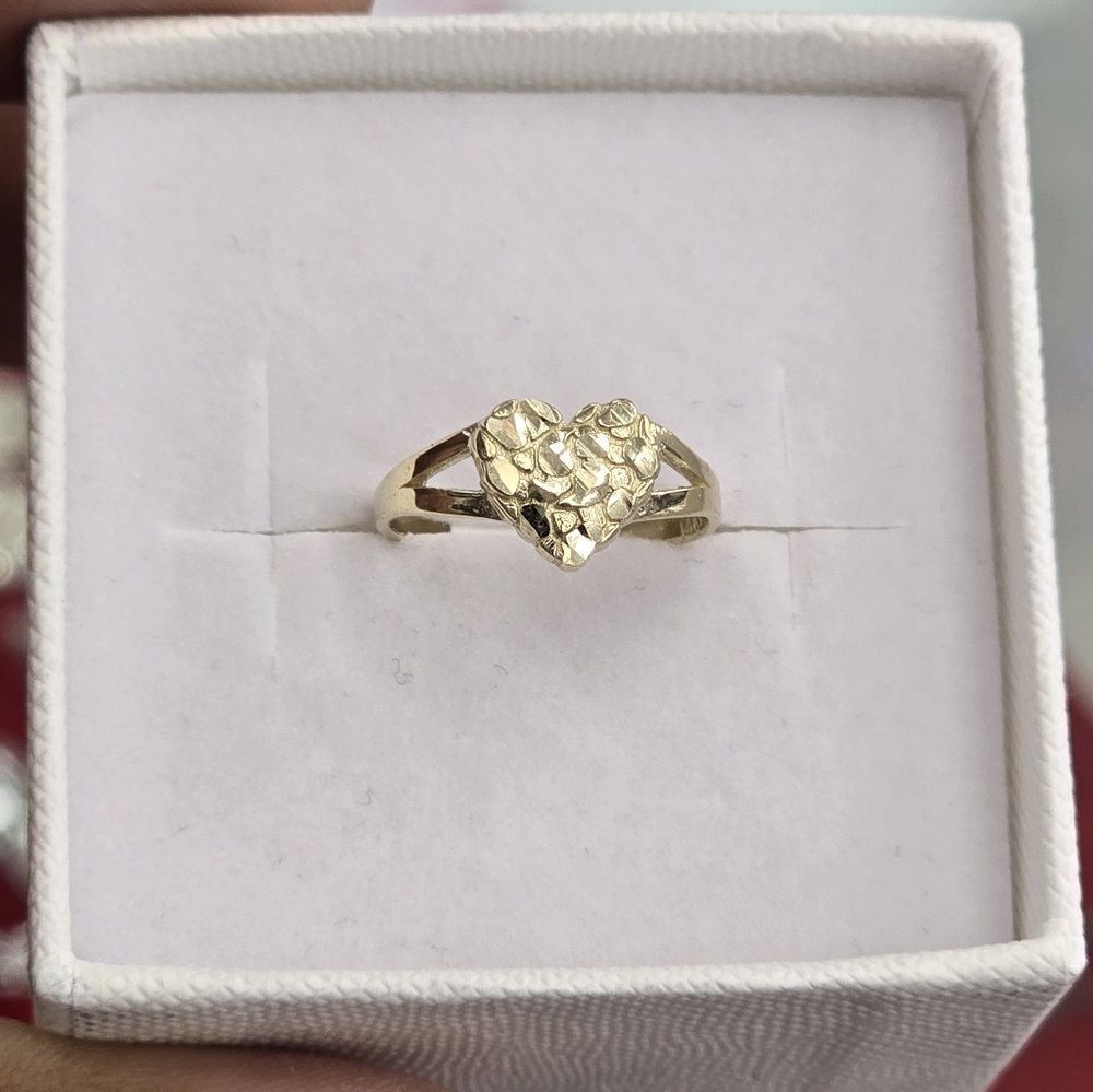 14kt Real Gold Heart Nugget Ring For Women